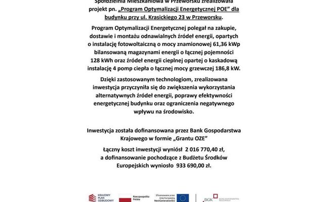 „Program Optymalizacji Energetycznej POE”